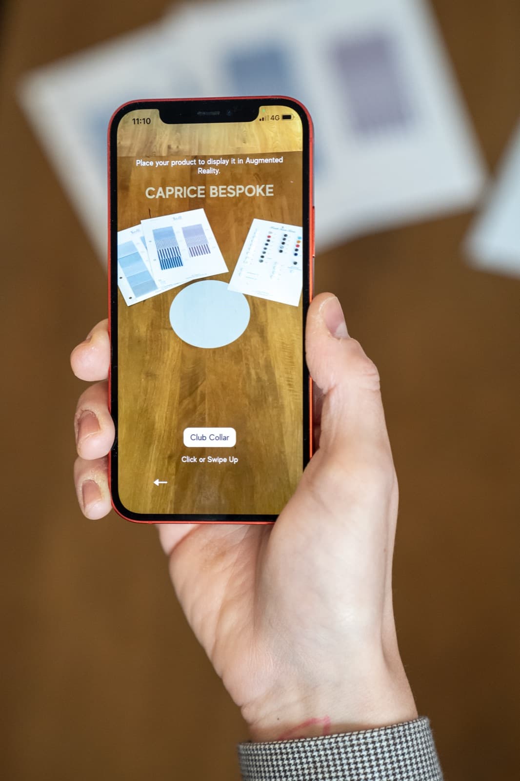 Opening the Caprice Bespoke app to create your size passport.